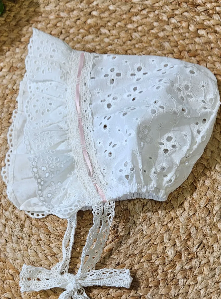 Beguin dentelle bébé fille Ivoire - Ecru