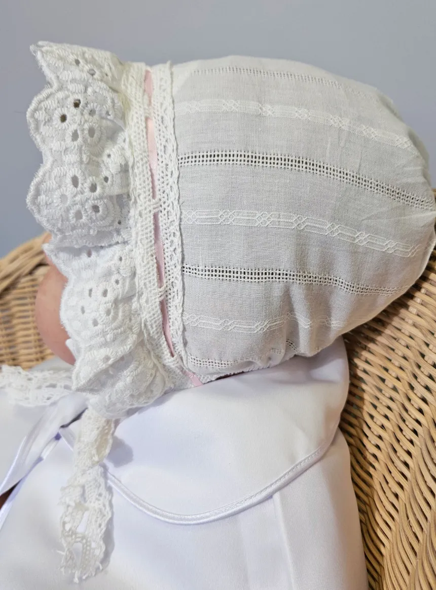 Béguin chapeau vintage bébé fille Ivoire - Ecru