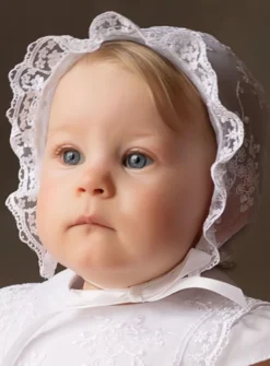 Béguin de baptême bébé fille en dentelle