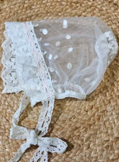 Béguin fille en mousseline ajouré Ivoire - Ecru