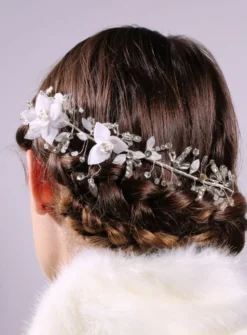 Bijou cheveux mariage fleurs et perles Blanc