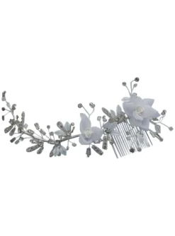 Bijou cheveux mariage fleurs et perles Blanc