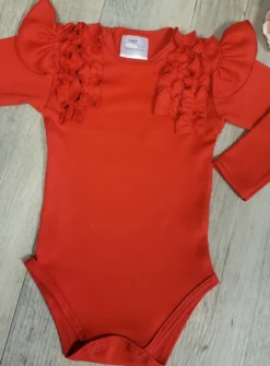 Body bébé froufrou rouge manches longue