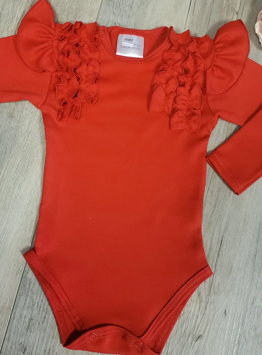 Body bébé froufrou rouge manches longue