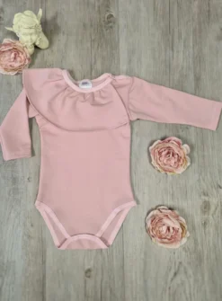 Body fille col volant manches longues