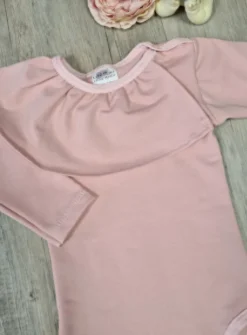 Body fille col volant manches longues