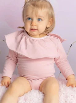 Body fille col volant manches longues
