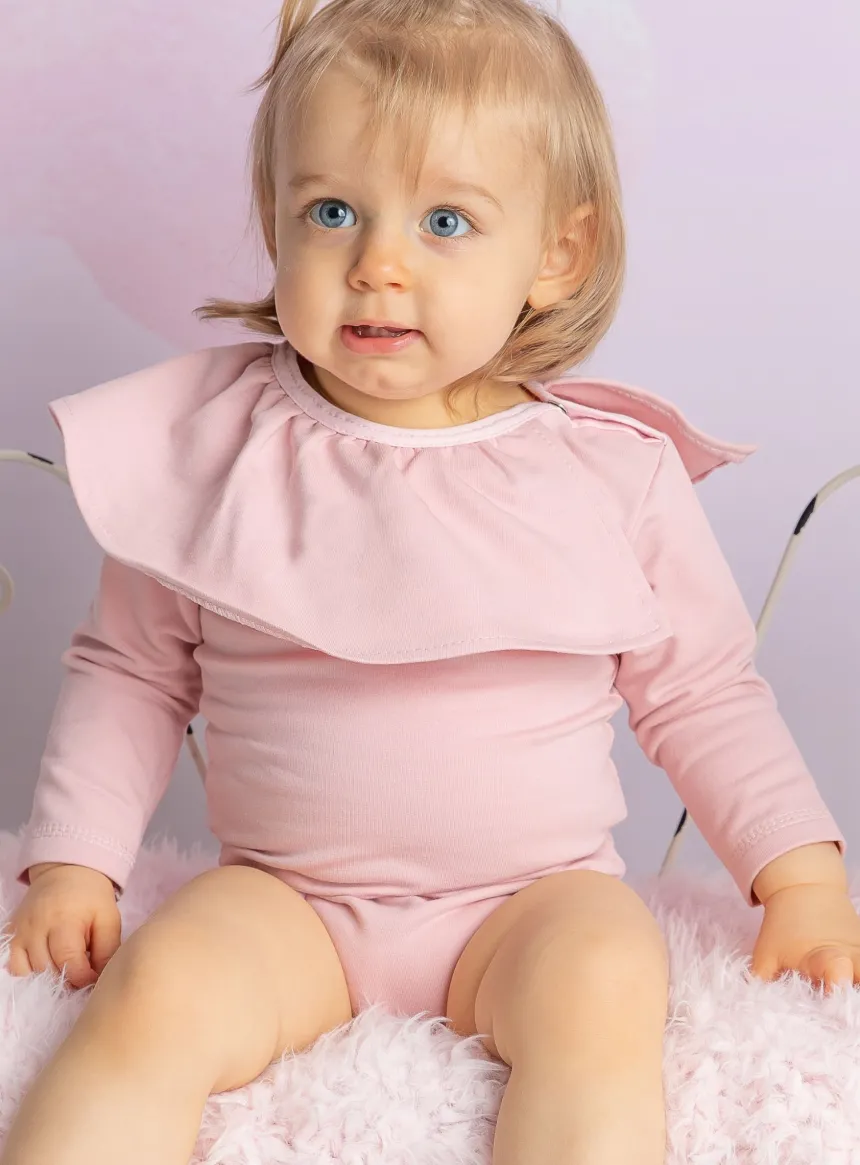 Body fille col volant manches longues