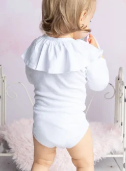 Body fille col volant manches longues