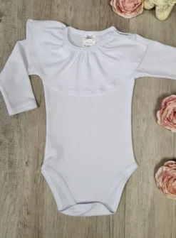 Body fille col volant manches longues