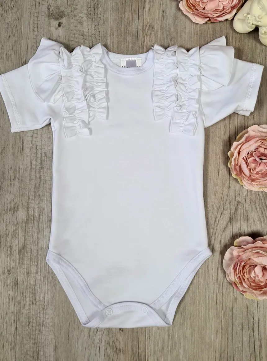 Body fille froufrou manches courtes