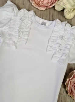 Body fille froufrou manches courtes