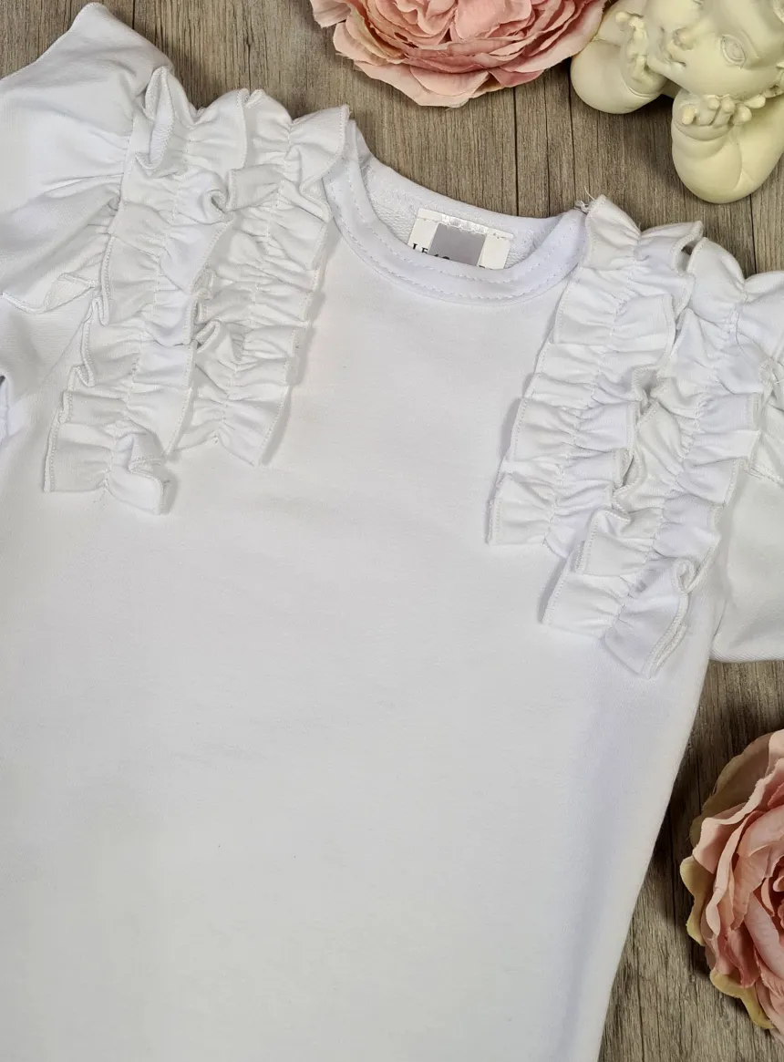 Body fille froufrou manches courtes