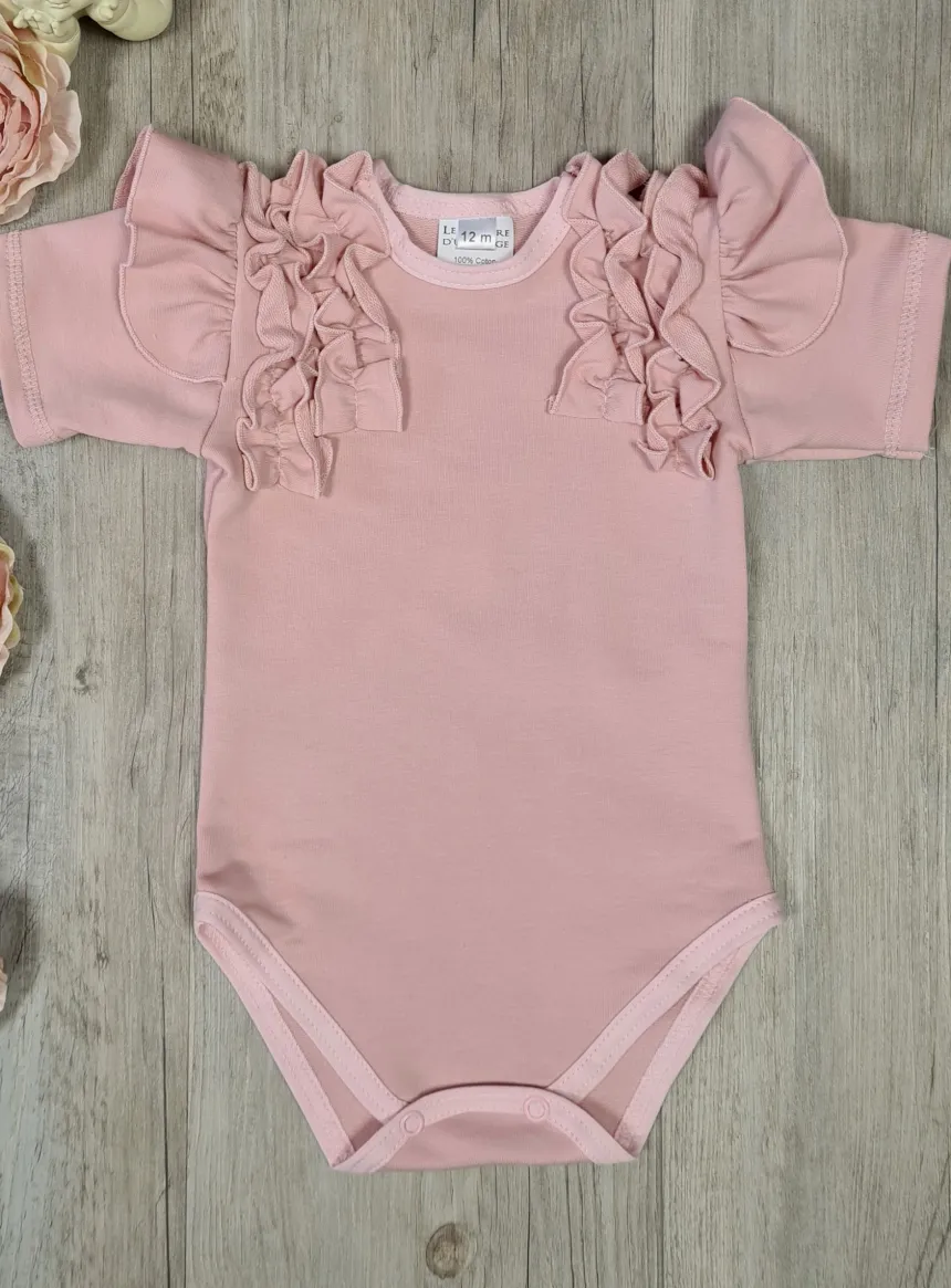 Body fille froufrou manches courtes