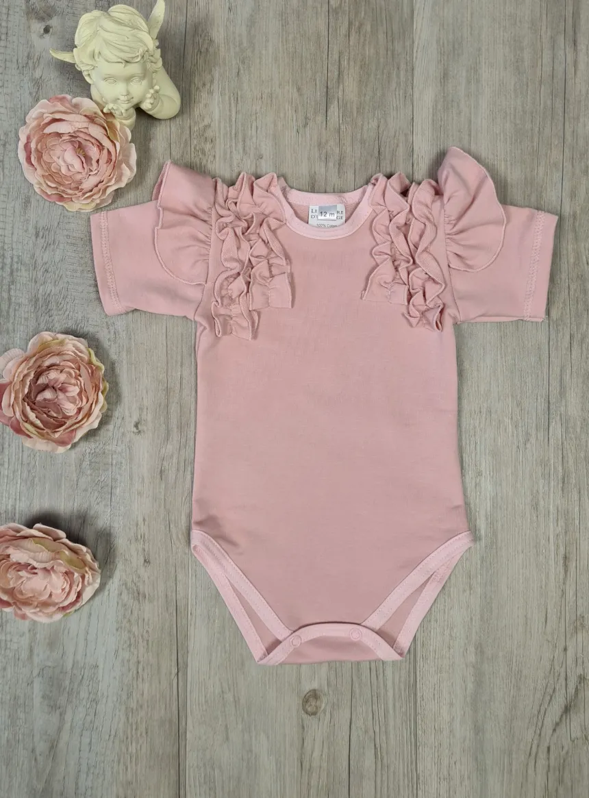 Body fille froufrou manches courtes