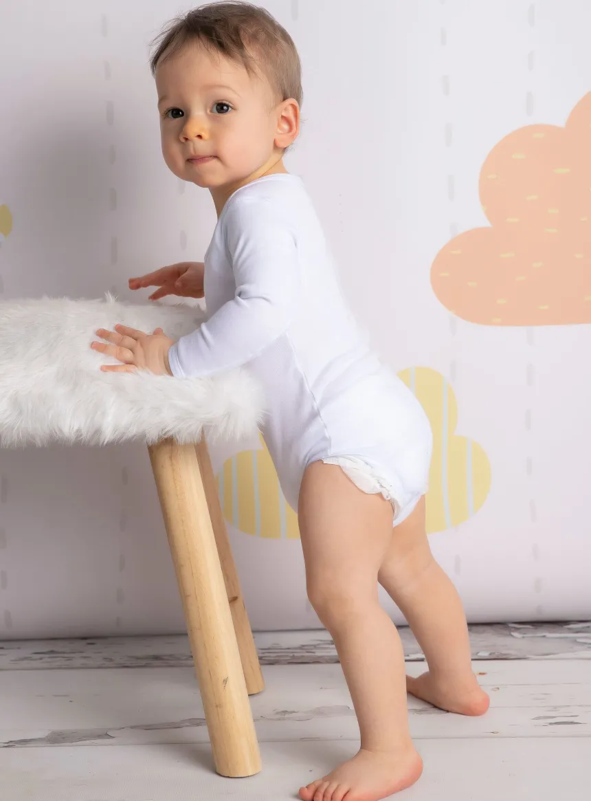Body mixte blanc bébé manches longues