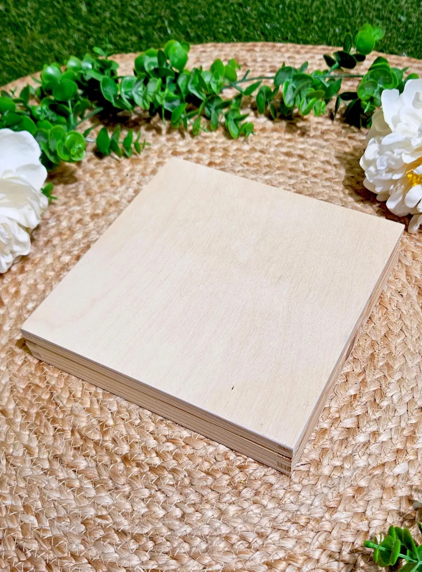 Boite en bois carré Beige