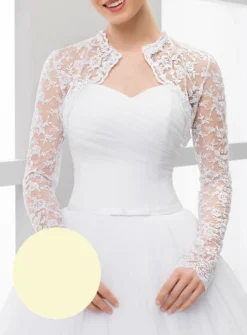 Boléro court mariée brodé manches longues
