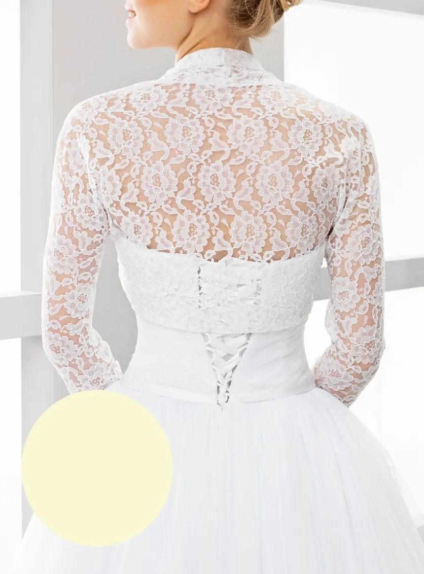 Boléro court mariée dentelle manches longues
