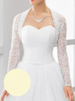 Boléro court mariée dentelle manches longues