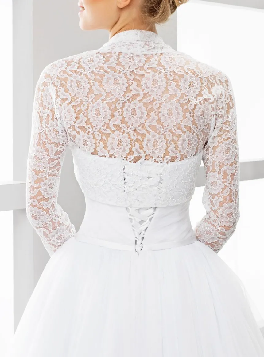 Boléro court mariée dentelle manches longues