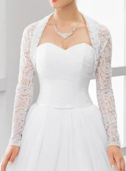 Boléro court mariée dentelle manches longues