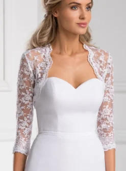 Boléro dentelle brodée manches 3/4 femme