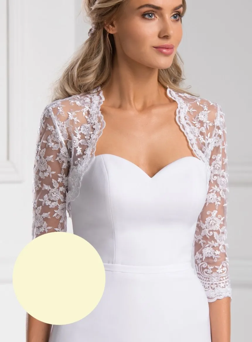 Boléro dentelle brodée manches 3/4 femme
