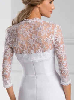 Boléro dentelle brodée manches 3/4 femme