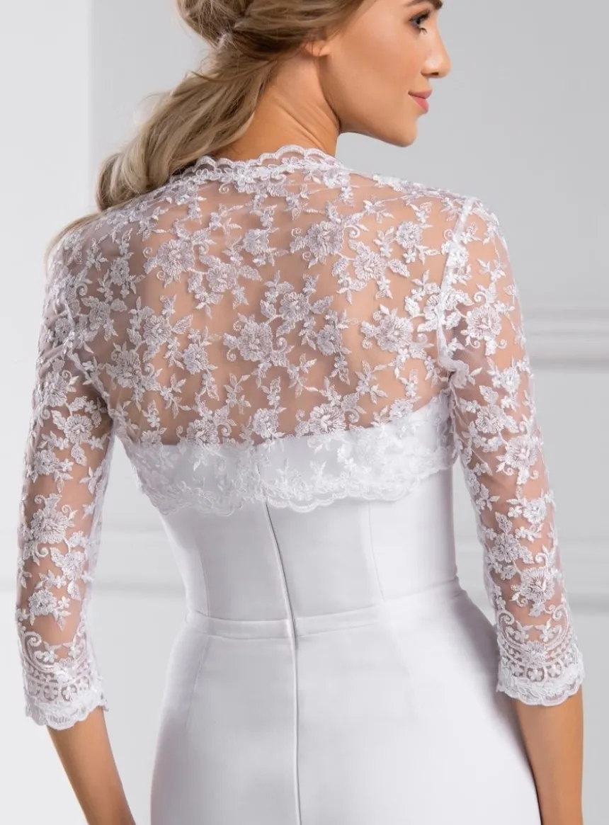 Boléro dentelle brodée manches 3/4 femme