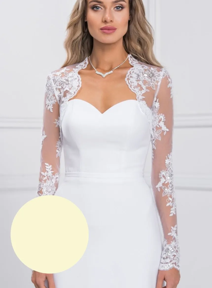 Boléro dentelle broderie perles manches longues