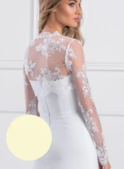 Boléro dentelle broderie perles manches longues
