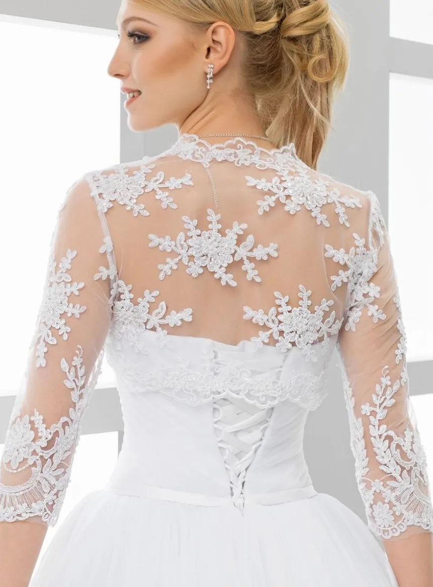 Boléro dentelle femme perlée manches 3/4
