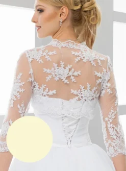 Boléro dentelle femme perlée manches 3/4