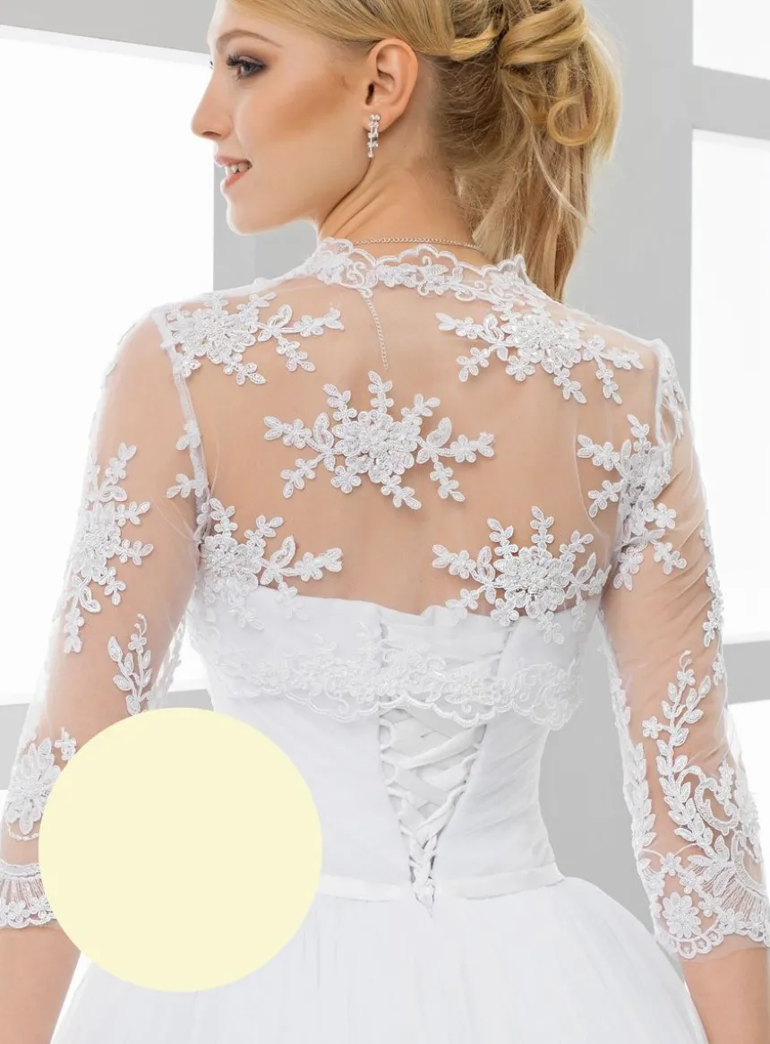 Boléro dentelle femme perlée manches 3/4
