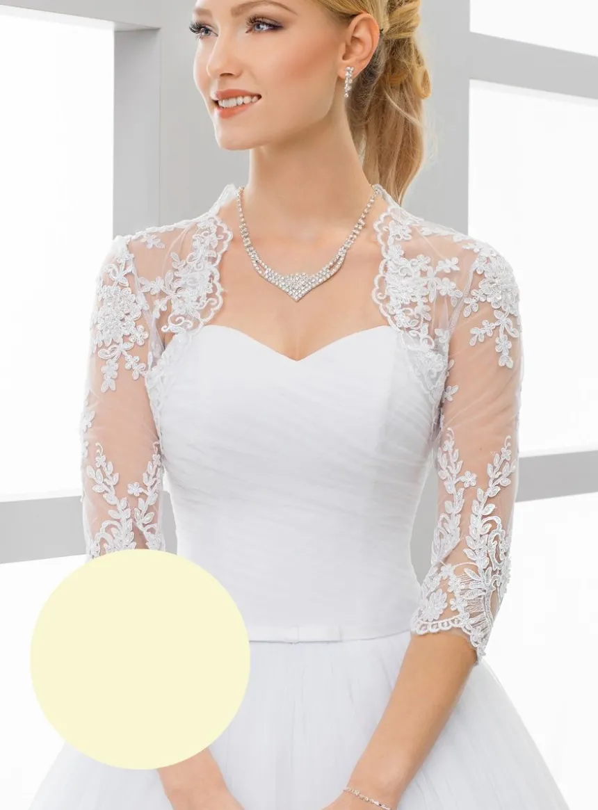 Boléro dentelle femme perlée manches 3/4