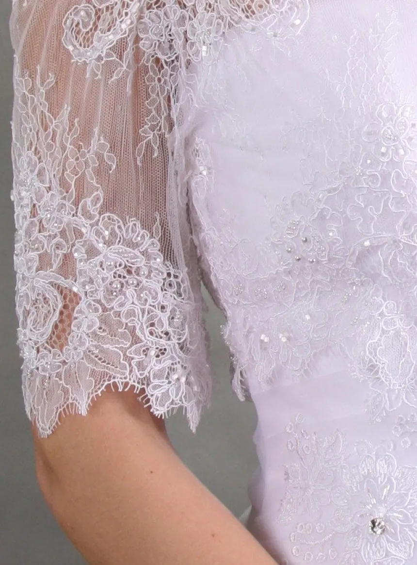 Boléro dentelle mariée manche courte Blanc 38