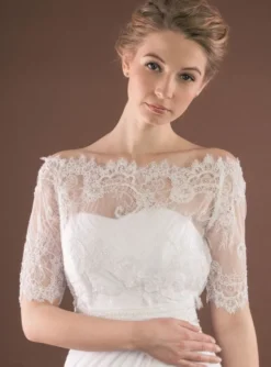 Boléro dentelle mariée manche courte Blanc 38