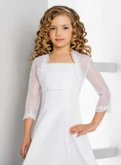 Boléro enfant court organza et dentelle
