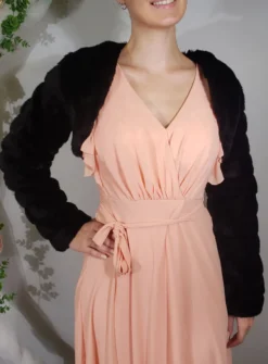 Boléro fausse fourrure noir femme – Manches longues