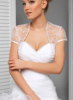 Boléro femme brodé court manches courtes