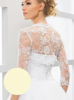 Boléro femme brodé et dentelle manches 3/4