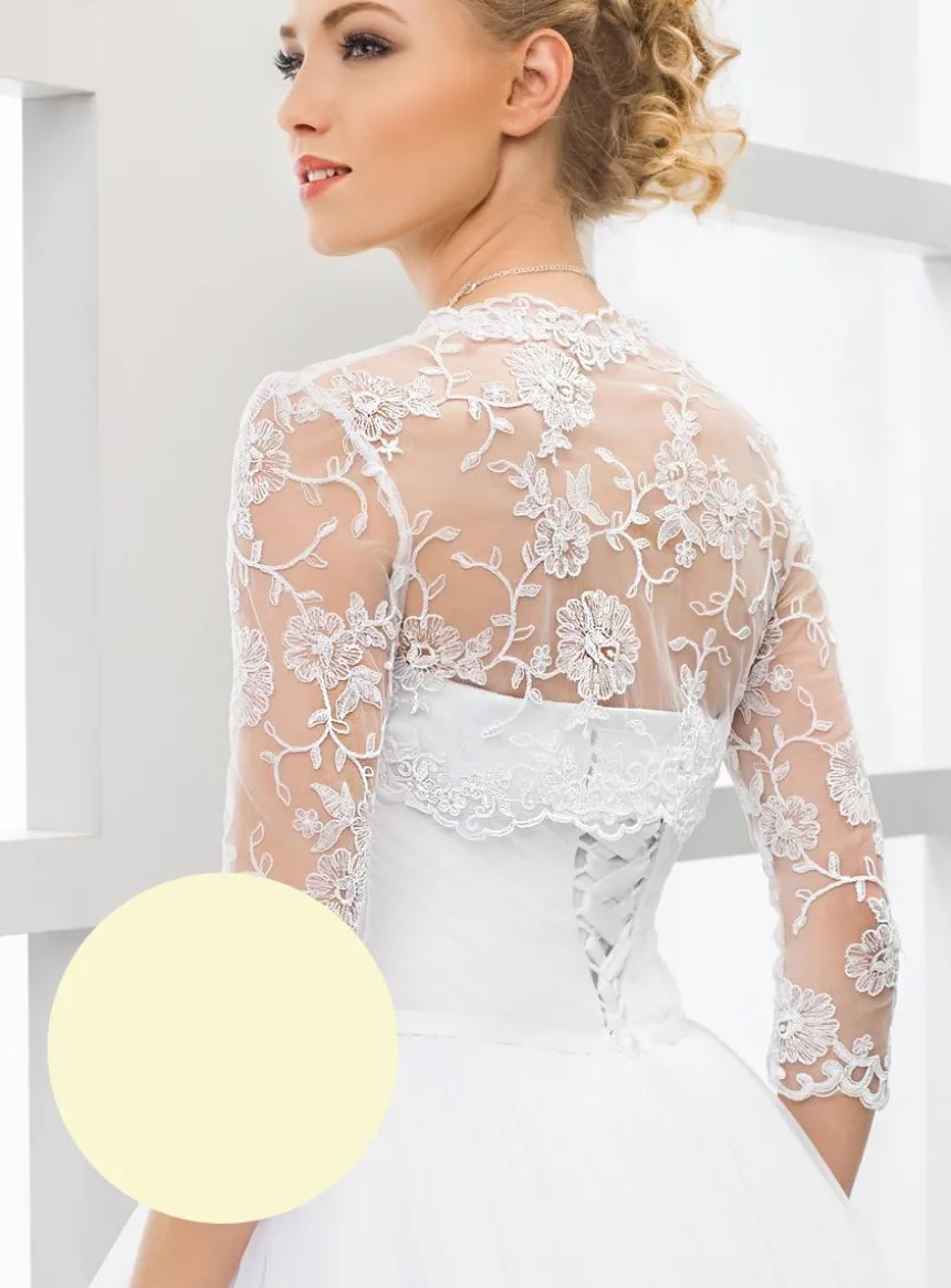 Boléro femme brodé et dentelle manches 3/4