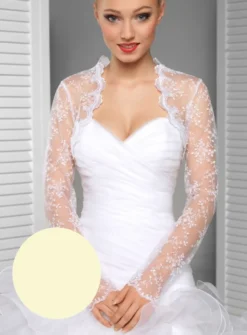 Boléro femme dentelle court manches longues