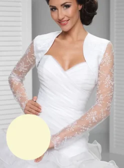 Boléro femme dentelle et satin manches longues