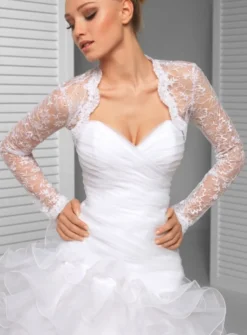 Boléro femme dentelle perles sequins manches longues