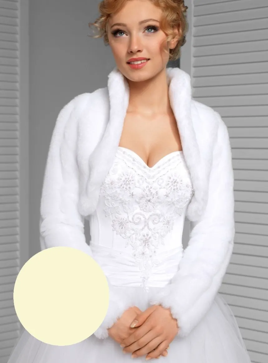 Boléro femme fausse fourrure court manches longues