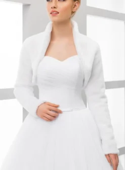 Boléro femme fausse fourrure court manches longues