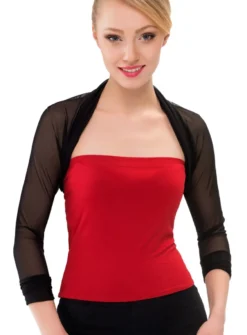 Boléro femme mousseline noir manches 3/4