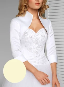 Boléro femme satin court manches 3/4 col montant